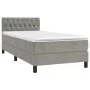 Box spring bed with mattress and LED light gray velvet 90x200 cm by vidaXL, Beds and slatted bases - Ref: Foro24-3134561, Pri...