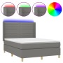 Cama box spring colchón y luces LED tela gris oscuro 140x190 cm de vidaXL, Camas y somieres - Ref: Foro24-3138950, Precio: 52...