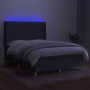 Box spring bed mattress and LED lights dark gray fabric 140x190 cm by vidaXL, Beds and slatted bases - Ref: Foro24-3138950, P...