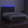 Box spring bed mattress and LED lights dark gray fabric 140x190 cm by vidaXL, Beds and slatted bases - Ref: Foro24-3138950, P...