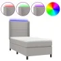 Box spring bed mattress and LED lights light gray fabric 100x200 cm by vidaXL, Beds and slatted bases - Ref: Foro24-3138213, ...