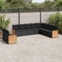 Set de sofás de jardín 10 pzas cojines ratán sintético negro