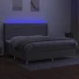 Box spring bed with fabric mattress and light gray LED 200x200 cm by vidaXL, Beds and slatted bases - Ref: Foro24-3138901, Pr...