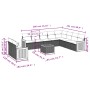 Set de sofás de jardín 11pzas con cojines ratán sintético beige
