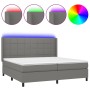 Boxspringbettmatratze und LED-Leuchten hellgrauer Stoff 200x200 cm von vidaXL, Betten und Lattenroste - Ref: Foro24-3138342, ...