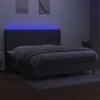 Box spring bed mattress and LED lights light gray fabric 200x200 cm by vidaXL, Beds and slatted bases - Ref: Foro24-3138342, ...
