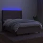 Box spring bed with mattress and LED lights taupe gray fabric 140x200 cm by vidaXL, Beds and slatted bases - Ref: Foro24-3138...