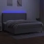 Box spring bed with fabric mattress and light gray LED 200x200 cm by vidaXL, Beds and slatted bases - Ref: Foro24-3138261, Pr...