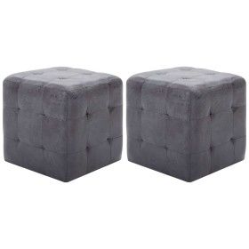 Puf 2 unidades piel de ante artificial gris 30x30x30 cm de vidaXL, Otomanas - Ref: Foro24-278383, Precio: 85,29 €, Descuento: %