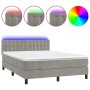 Cama box spring colchón y LED terciopelo gris claro 140x200 cm de vidaXL, Camas y somieres - Ref: Foro24-3134645, Precio: 467...