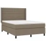 Box spring bed with mattress and LED lights taupe gray fabric 140x200 cm by vidaXL, Beds and slatted bases - Ref: Foro24-3138...