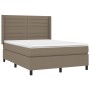 Boxspringbett mit Matratze und LED-Leuchten taupegrauer Stoff 140x200 cm von vidaXL, Betten und Lattenroste - Ref: Foro24-313...