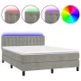 Boxspringbett mit Matratze und hellgrauem LED-Samt 140x190 cm von vidaXL, Betten und Lattenroste - Ref: Foro24-3134639, Preis...