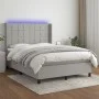 Cama box spring colchón y luces LED tela gris claro 140x190 cm de vidaXL, Camas y somieres - Ref: Foro24-3138309, Precio: 528...