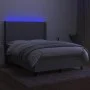 Boxspringbettmatratze und LED-Leuchten hellgrauer Stoff 140x190 cm von vidaXL, Betten und Lattenroste - Ref: Foro24-3138309, ...