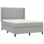 Boxspringbettmatratze und LED-Leuchten hellgrauer Stoff 140x190 cm von vidaXL, Betten und Lattenroste - Ref: Foro24-3138309, ...