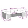 Set de comedor de jardín 7 pzas y cojines ratán sintético negro