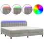 Box spring bed with mattress and LED light gray velvet 200x200 cm by vidaXL, Beds and slatted bases - Ref: Foro24-3134663, Pr...