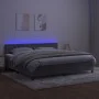 Box spring bed with mattress and LED light gray velvet 200x200 cm by vidaXL, Beds and slatted bases - Ref: Foro24-3134663, Pr...