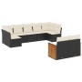 Set de sofás de jardín 8 piezas y cojines ratán sintético negro