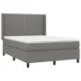 Box spring bed mattress and LED lights dark gray fabric 140x190 cm by vidaXL, Beds and slatted bases - Ref: Foro24-3138230, P...