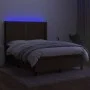 Box spring bed mattress LED lights dark brown fabric 140x200cm by vidaXL, Beds and slatted bases - Ref: Foro24-3138240, Price...