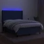 Box spring bed mattress and LED lights blue fabric 140x200 cm by vidaXL, Beds and slatted bases - Ref: Foro24-3138323, Price:...