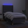 Boxspringbettmatratze und LED-Leuchten dunkelgrauer Stoff 80x200 cm von vidaXL, Betten und Lattenroste - Ref: Foro24-3139070,...