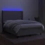 Box spring bed mattress and LED lights light gray fabric 140x200 cm by vidaXL, Beds and slatted bases - Ref: Foro24-3138157, ...