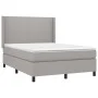 Box spring bed mattress and LED lights light gray fabric 140x200 cm by vidaXL, Beds and slatted bases - Ref: Foro24-3138157, ...