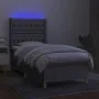 Box spring bed mattress and LED lights light gray fabric 100x200 cm by vidaXL, Beds and slatted bases - Ref: Foro24-3139093, ...