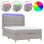 Cama box spring colchón y luces LED tela gris claro 140x200 cm de vidaXL, Camas y somieres - Ref: Foro24-3139117, Precio: 524...