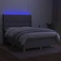 Box spring bed mattress and LED lights light gray fabric 140x200 cm by vidaXL, Beds and slatted bases - Ref: Foro24-3139117, ...