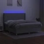 Box spring bed mattress and LED lights light gray fabric 180x200 cm by vidaXL, Beds and slatted bases - Ref: Foro24-3139053, ...