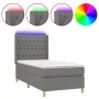 Box spring bed mattress and LED lights dark gray fabric 90x190 cm by vidaXL, Beds and slatted bases - Ref: Foro24-3139078, Pr...