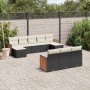 Set de sofás de jardín 10 pzas cojines ratán sintético negro