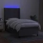 Box spring bed mattress and LED lights dark gray fabric 90x190 cm by vidaXL, Beds and slatted bases - Ref: Foro24-3138438, Pr...