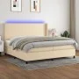 Cama box spring colchón y luces LED tela crema 200x200 cm de vidaXL, Camas y somieres - Ref: Foro24-3138186, Precio: 635,47 €...
