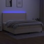 Boxspringbett-Matratze und LED-Leuchten, cremefarbener Stoff, 200 x 200 cm von vidaXL, Betten und Lattenroste - Ref: Foro24-3...