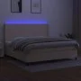 Cama box spring colchón y luces LED tela crema 200x200 cm de vidaXL, Camas y somieres - Ref: Foro24-3138186, Precio: 635,47 €...