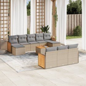 Set de sofás de jardín 11pzas con cojines ratán sintético beige en Conjuntos de jardín | Comprar online en Foro24