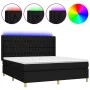 Box spring bed mattress and LED lights black fabric 180x200 cm by vidaXL, Beds and slatted bases - Ref: Foro24-3139135, Price...