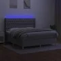 Box spring bed mattress and LED lights light gray fabric 160x200 cm by vidaXL, Beds and slatted bases - Ref: Foro24-3139125, ...