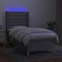 Box spring bed mattress and LED lights light gray fabric 90x190 cm by vidaXL, Beds and slatted bases - Ref: Foro24-3139157, P...