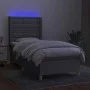 Box spring bed mattress and LED lights light gray fabric 90x190 cm by vidaXL, Beds and slatted bases - Ref: Foro24-3139157, P...