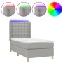 Box spring bed mattress and LED lights light gray fabric 90x200 cm by vidaXL, Beds and slatted bases - Ref: Foro24-3139165, P...