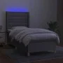 Box spring bed mattress and LED lights light gray fabric 90x200 cm by vidaXL, Beds and slatted bases - Ref: Foro24-3139165, P...
