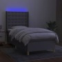 Boxspringbettmatratze und LED-Leuchten aus hellgrauem Stoff 90x200 cm von vidaXL, Betten und Lattenroste - Ref: Foro24-313916...