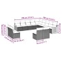 Set de sofás de jardín y cojines 13 pzas ratán sintético negro
