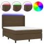 Boxspringbettmatratze LED-Leuchten dunkelbrauner Stoff 140x190 cm von vidaXL, Betten und Lattenroste - Ref: Foro24-3138392, P...